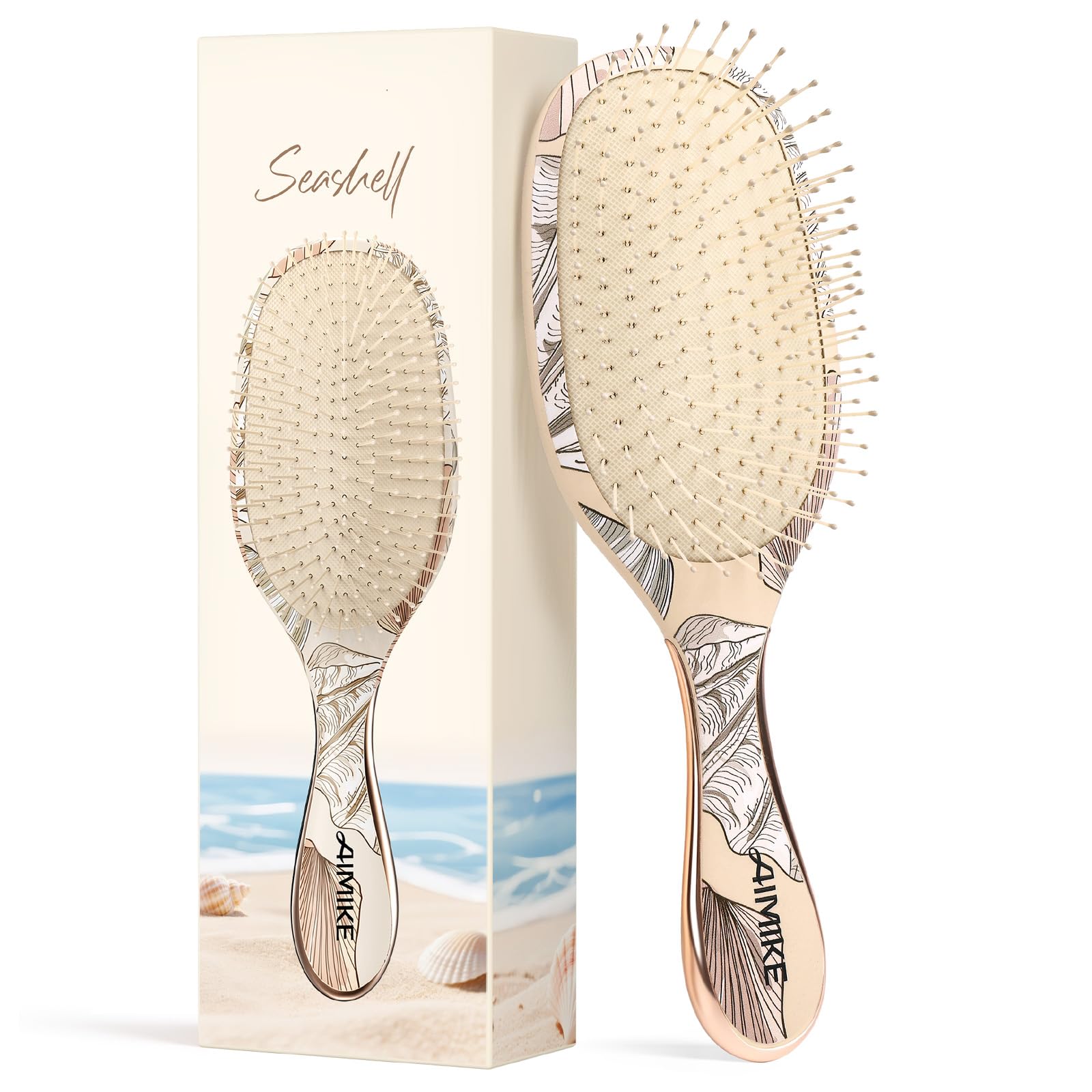 AIMIKE Paddle Hairbrush for Women & Kids – Gentle Hair Brush Detangler for Fine Thin Hair, Soft Flexible Bristles Smooth Knots Painlessly, Makes Brushing Fun for Kids, Works on Wet Dry Hair