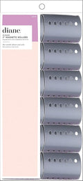 Diane Smooth Hair Rollers, 2-Inch Hair Rollers for Volume, Blowout & Wet Set Styling, Large Vented Curlers for Loose Curls, Body & Root Lift, Gentle Rollers for Medium & Long Hair, 12-Count, Grey