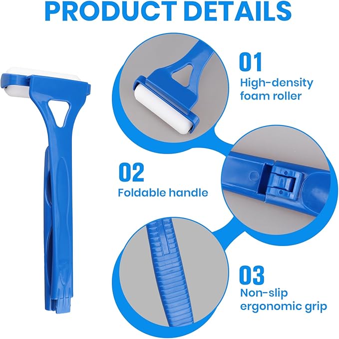 Aphohome Back Lotion Applicator, Foldable Handle with 3 Reusable Foam Rollers, Back Tanning Applicator, Evenly Applies Moisturizer Cream Ointment to Hard-to-Reach Areas for Men & Women & Seniors