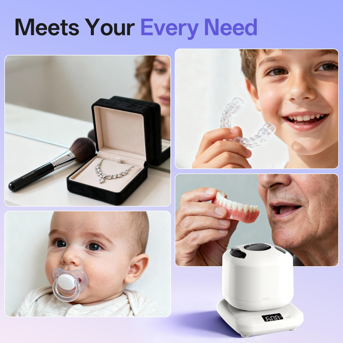 Ultrasonic Retainer Cleaner Machine with UV,Sonic Jewelry Cleaner for Rings