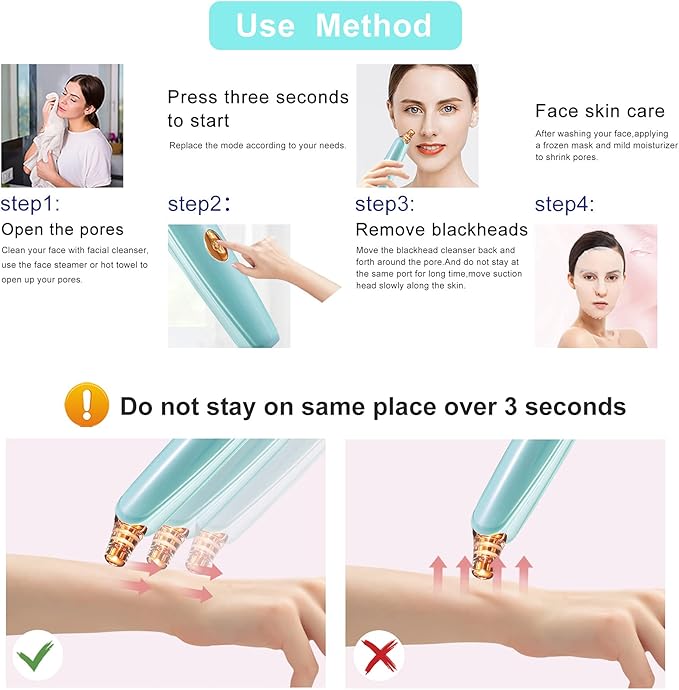Blackhead Remover Pore Vacuum Cleaner - Upgraded Facial Pore Cleaner - Electric USB Pore Vacuum with 5 Probes - Upgraded Blackhead Suction Tool - Blackhead Remover Kit