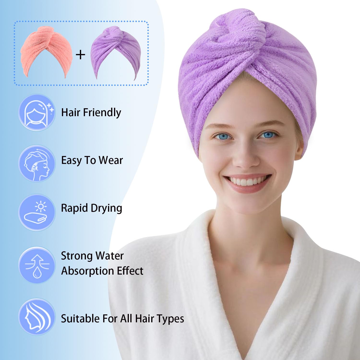 AGKXHDEC Microfiber Hair Drying Towel Wrap,Hair Turbans Towel for Wet Hair