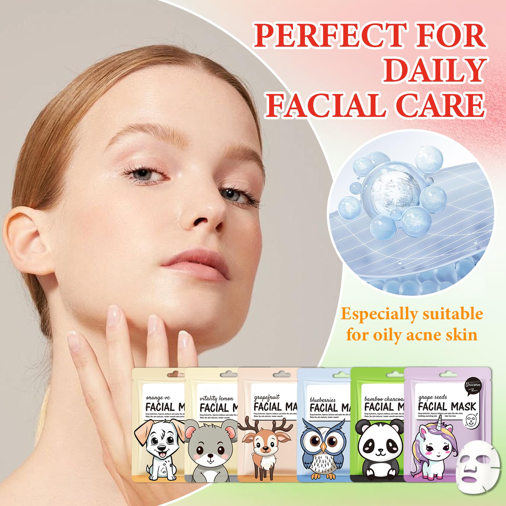 12 Pack Variety Facial Sheet Masks Skin Care Set, Hydrating Bulk Sheet Face Masks Skincare Gifts Set for Women Men, Long Lasting Moisturizing Face Mask Skincare for All Skin Type（11)