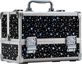 Leeora&Leekoo Makeup Train Case Cosmetic Box Portable Makeup Case Organizer 2 Trays Makeup Storage for Cosmetologist Aesthetic Supplies Nail Tech Traveling Makeup Box (Flashing Star)