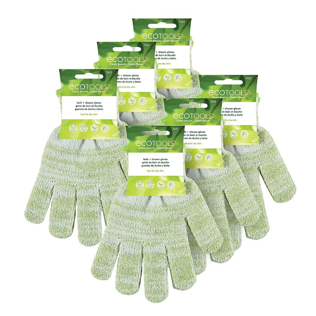 EcoTools Bath + Shower Gloves 6 Pack, Exfoliating Shower Gloves