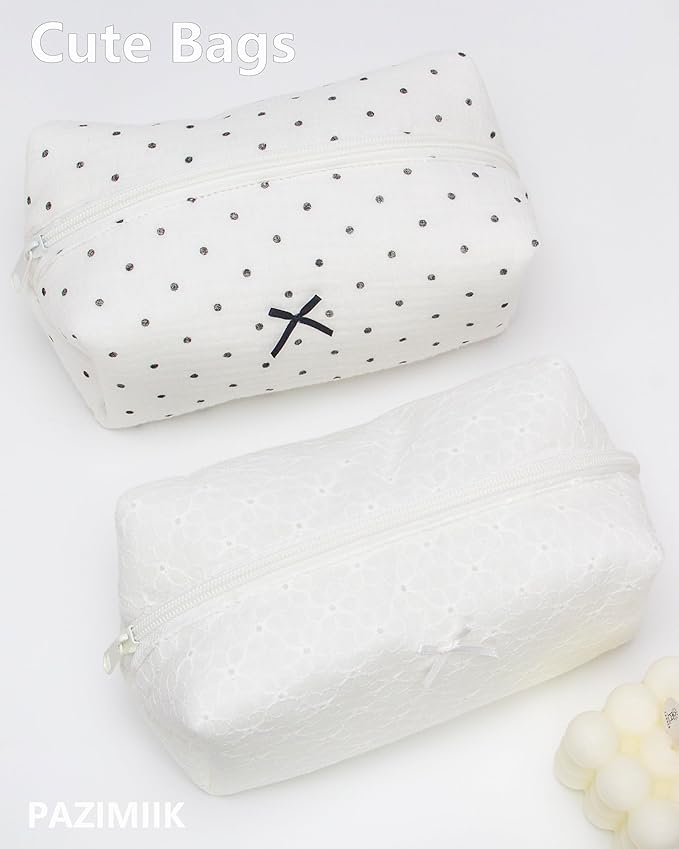 PAZIMIIK Cozy Makeup Bag for Women,Zipper Cosmetic Pouch,Embroidery Floral