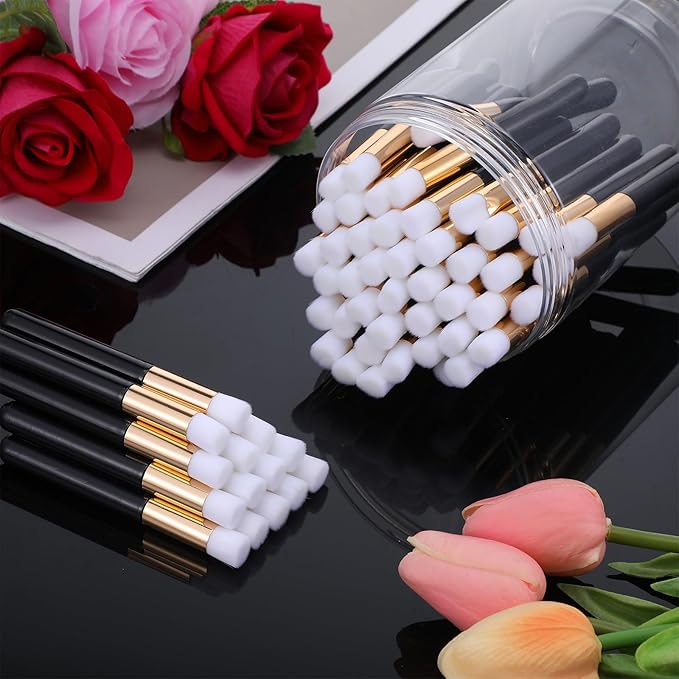 60 Pcs Lash Brushes for Cleaning, Lash Shampoo Brushes Eyelash Extension Cleansing Ultrafine Soft Bristles Nose Pore Deep Cleaning Facial Cleansing Brush with Container (Black, 3.8Inch)