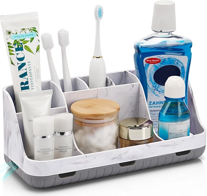 GFWARE Wood Toothbrush Holders for Bathroom Organizer with Drain Holes