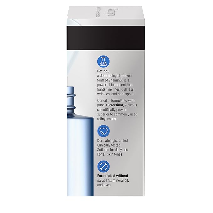 Neutrogena Rapid Wrinkle Repair Retinol Face Oil, Daily Anti-Aging Face Serum to Fight Fine Lines, Deep Wrinkles, & Dark Spots, 1.0 fl. oz