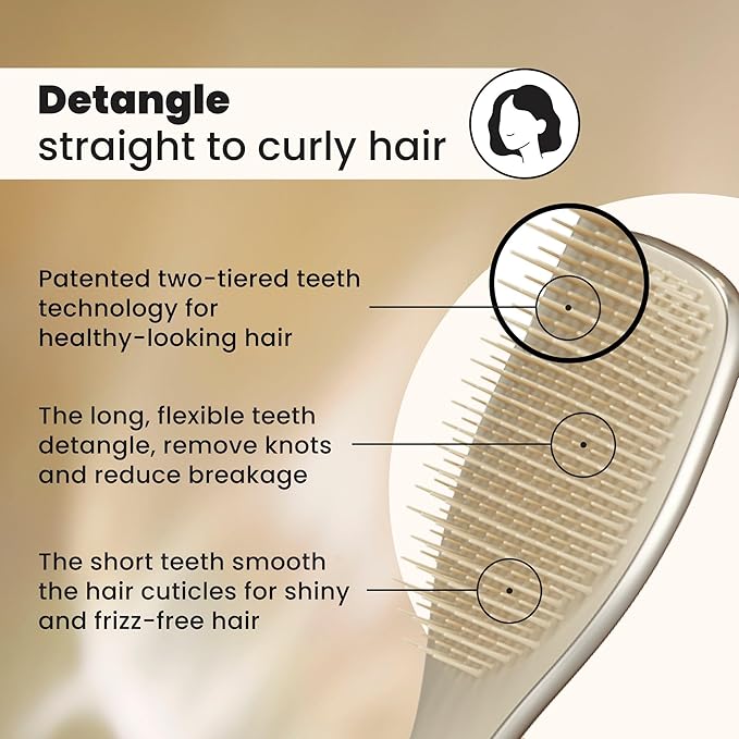 Tangle Teezer Chrome Ultimate Detangler Brush, Straight to Curly, Champagne