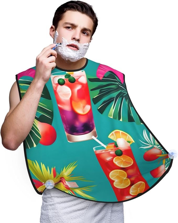 Tropical Fruit Pineapple Print Beard Bib Shaving Apron, Beard Hair Trimming Cape Gift For Dad