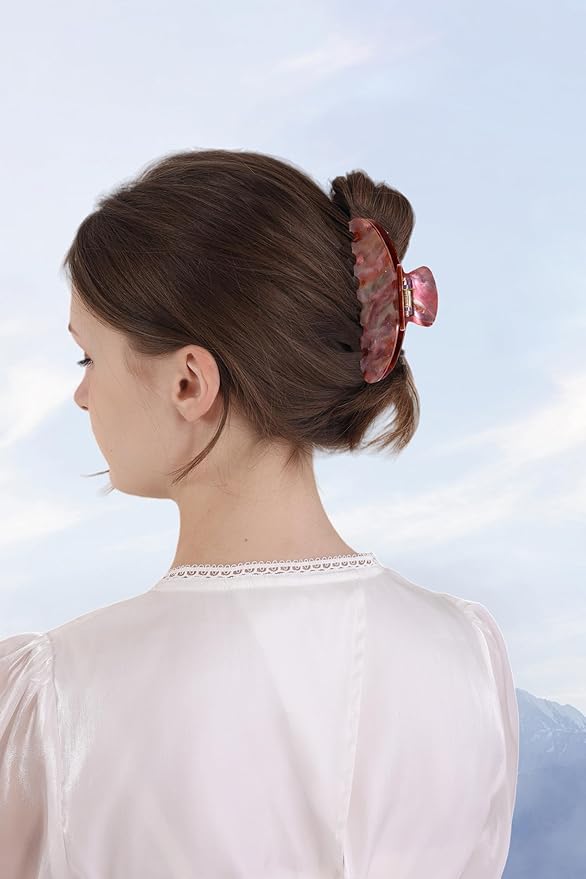 OideGuiing Durable Acetate Hair Clips - 4-Inch Brown starry sky Claw Clips for Fine and Thick Hair (Brown starry sky)