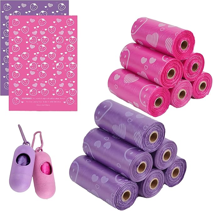 180 PCS Sanitary Napkin Disposal Bags with 2 Dispenser, Feminine Hygiene Disposal Bags for Privacy Protection, Trash Bag for Women Product Perfumed Sanitary Pads Tampon（Pink Purple）
