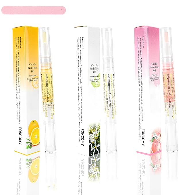 3PCS Cuticle Oil for Nails,Cuticle Oil Pen for Nail Care, Nail Cuticle Oil with Nail File,Cuticle Softener for Damaged Nails,Cuticle Kit for Natural Nails,Nail Oil Pen for after Manicure(Mixed Scents)