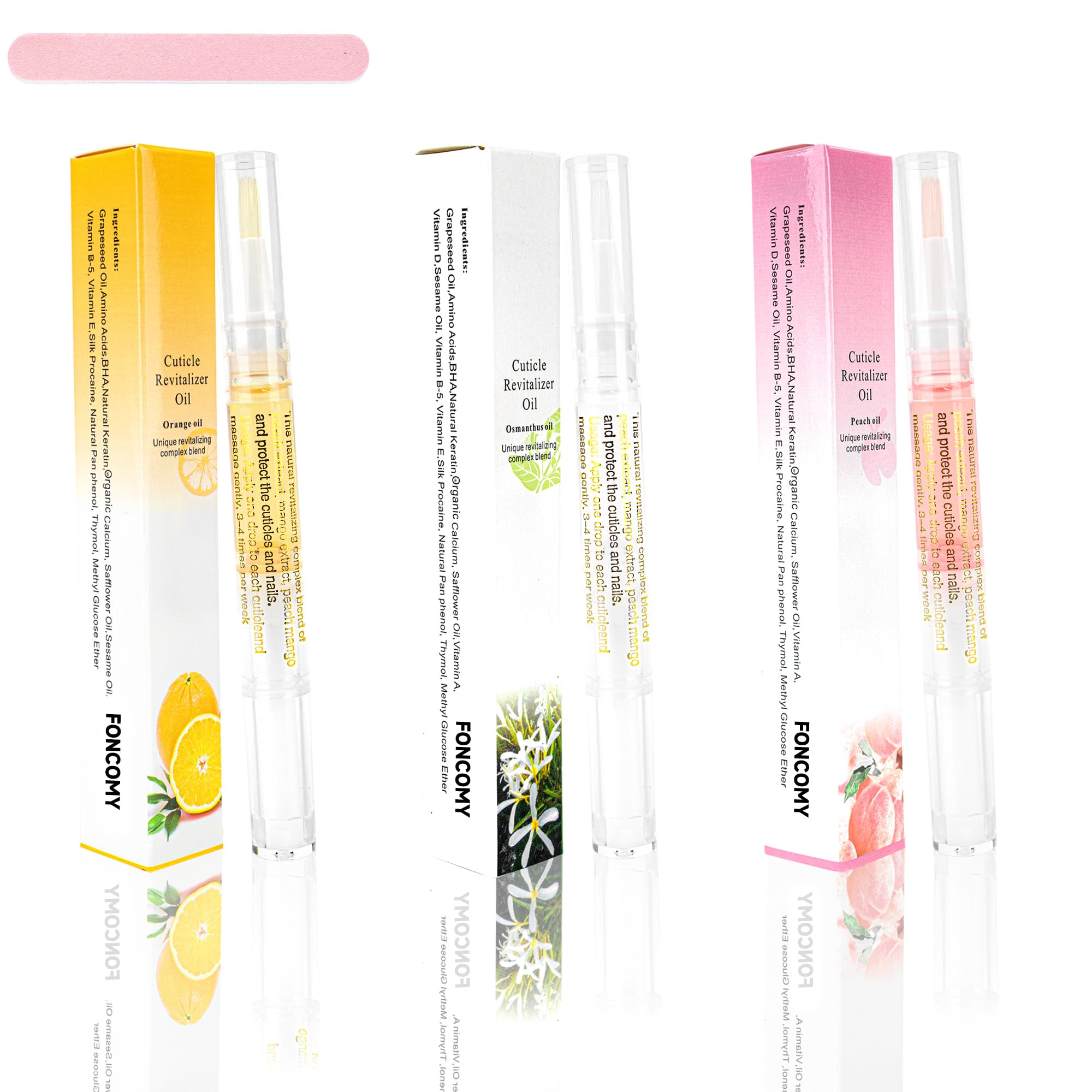 3PCS Cuticle Oil for Nails,Cuticle Oil Pen for Nail Care, Nail Cuticle Oil with Nail File,Cuticle Softener for Damaged Nails,Cuticle Kit for Natural Nails,Nail Oil Pen for after Manicure(Mixed Scents)