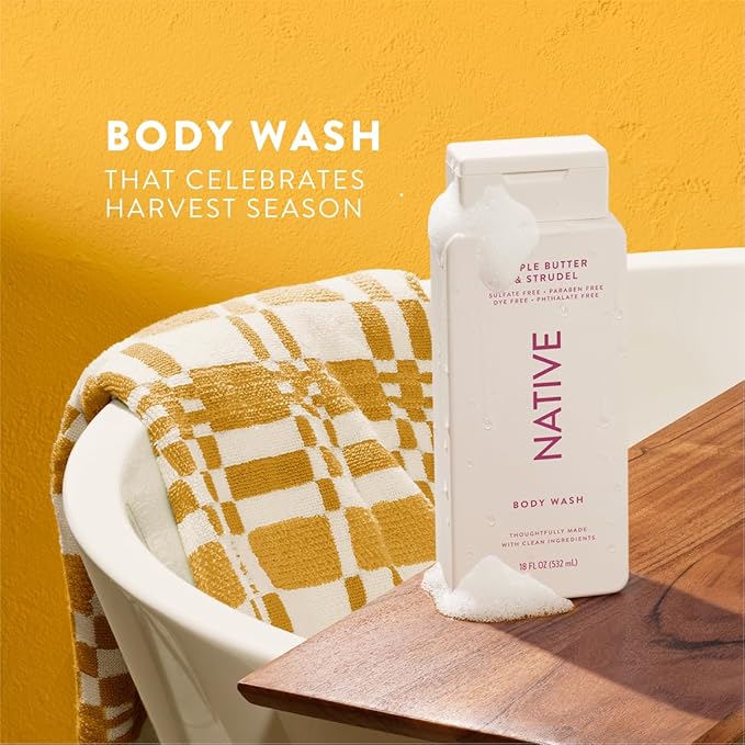 Native Body Wash with Naturally Derived Ingredients – Apple Butter & Strudel – Sulfate & Paraben Free – For Women & Men – Skin‑Loving Cleanser – 18 oz (2‑Pack)