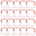 20 Packs Clear Cosmetics Bags for Women Men Waterproof Toiletry Bags PVC Makeup Bags Organizer Case with Zipper for Travel Bathroom (20 Pink Colors)