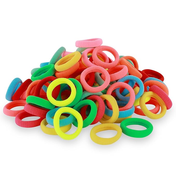 QRTVI 120 Pcs Baby Hair Ties, Cotton Toddler Hair Ties for Girls and Kids, Multicolor Small Seamless Hair Bands Elastic Ponytail Holders(Colorful)