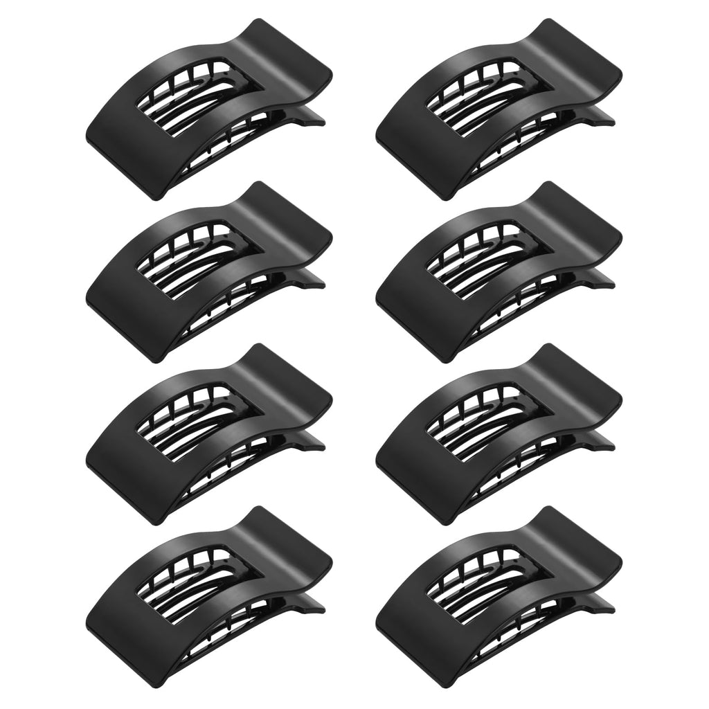 8 Pack French Flat Hair Clips for Women – Large Matte No-Slip Claw Barrettes for Thick & Thin Hair, Strong Hold Styling Accessories (Glossy Black)