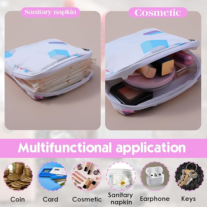 3Pcs Sanitary Napkin Storage Bag Period Bags for Teen Girls for School Portable Tampon Storage Pouch for Women Ladies with Zipper Feminine Necessities