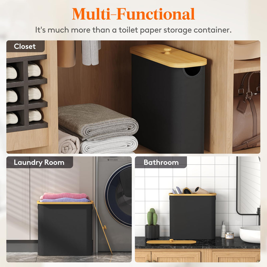 Lifewit Toilet Paper Storage Holder, Extra Large Stand Basket, 30L, Black