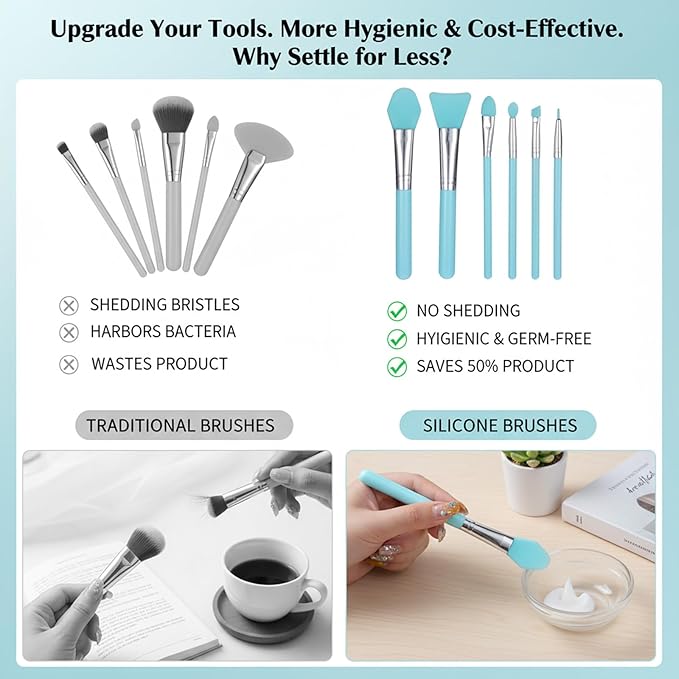 7 PCS Silicone Brushes for Resin, Makeup Brush Applicator, Silicone Brushes Applicators for Crafts, Resin Brush Makeup Applicator Tool for Art Crafting Cream