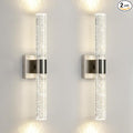 Modern LED Wall Sconces Set of Two - 4000K Dimmable Crystal Bathroom Sconces Wall Lighting Indoor Brushed Nickel Vanity Light Fixture Wall Mount Wall Lights for Bedroom Living Room,18 Inch