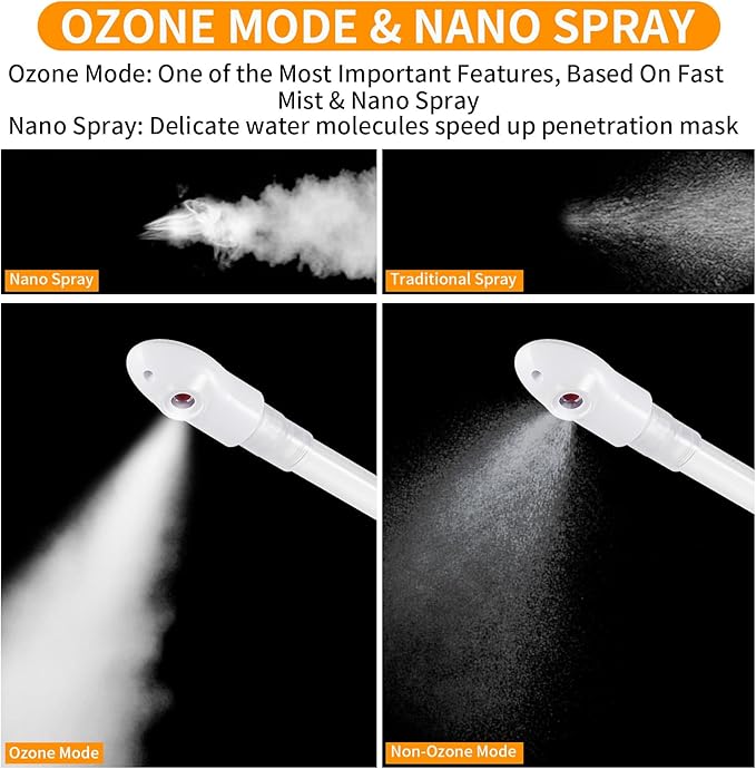 HeavenBird Nano Ionic Facial Steamer, Portable Face Steamer with LCD Screen, Extendable 360° Rotating Arm, Rotatable Nozzle, Hot Mist Function for Personal Care at Home or Salon