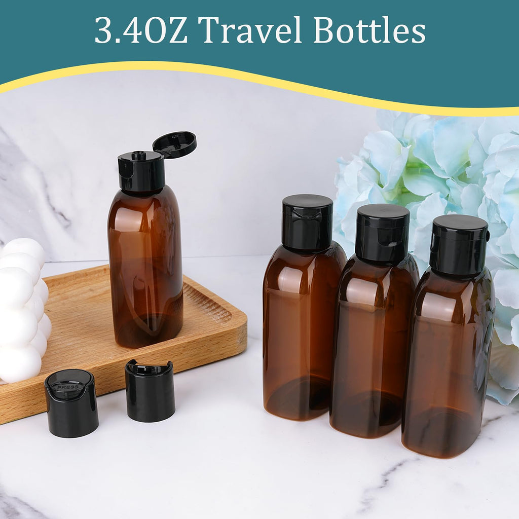 Cosywell Travel Shampoo Bottles 4pcs 3.4oz TSA Approved Travel Size Bottles for Toiletries Leak Proof Empty Lotion Containers with Flip Cap Small Plastic Squeeze Bottle