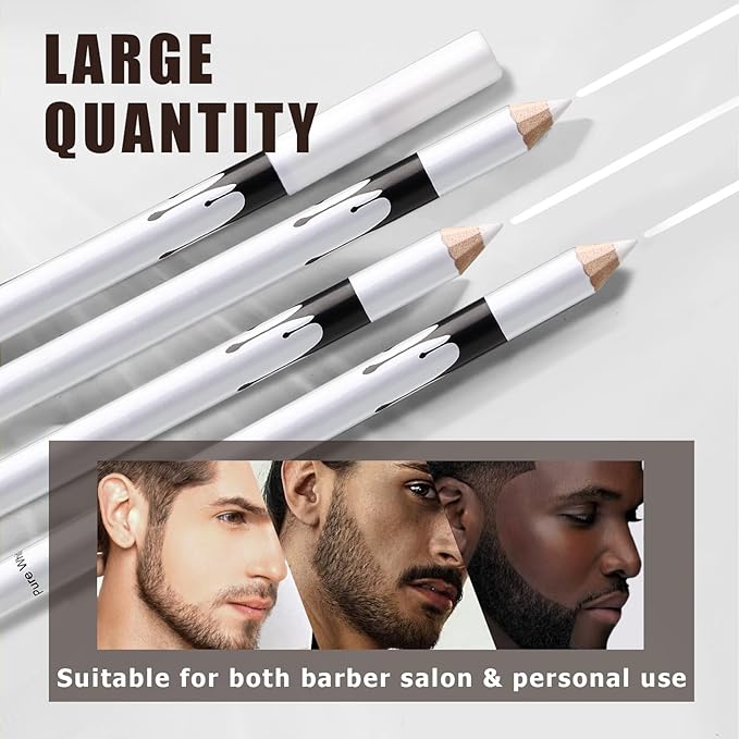 Noerrors 12Pcs White Barber Pencil Set Magic Hairline Pencils for Lineup Beard Shaping Guide Pen with Sharpener Barber Chalk for Men Hair Makeup Design