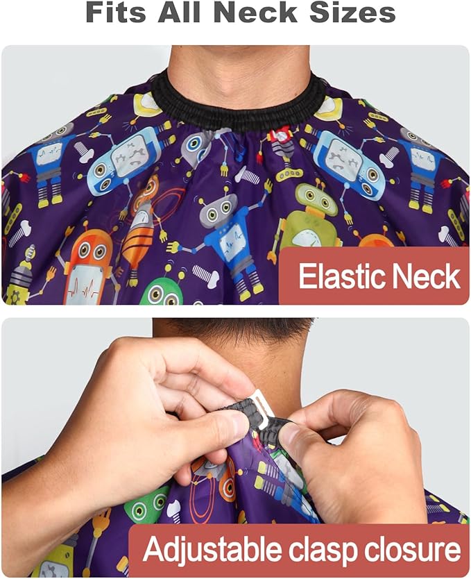 YELEGAI Kids Hair Cutting Cape (2 Pack) Professional Children Salon Barber Apron for Boys and Girls (Cartoon Robot & Cartoon Monster)
