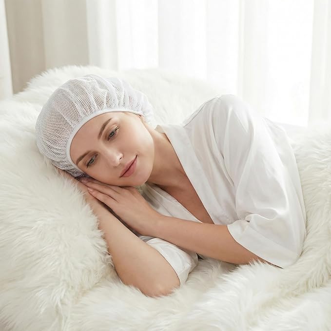 4 PCS Mesh Hair Nets for Sleeping, Sleep Bonnets for Women Sleeping Caps Hair Bonnets for Women Sleeping, Sleep Caps for Women, Colorful Elastic Hair Drying Bonnet