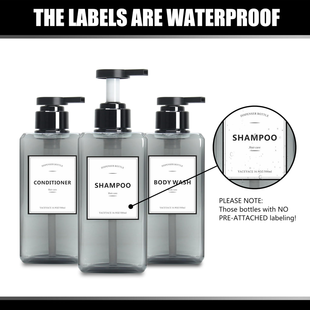 Soap Dispenser for Kitchen, YACEYACE 16.9oz Set of 3 Clear Grey