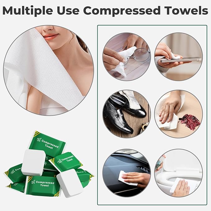 Disposable Compressed Towel Tablets, Disposable Face Compressed Towels Large Size Coin Tissue Portable Washcloth Reusable for Travel Camping Hiking Outdoor Sports Beauty Salon SPA 56 PCS