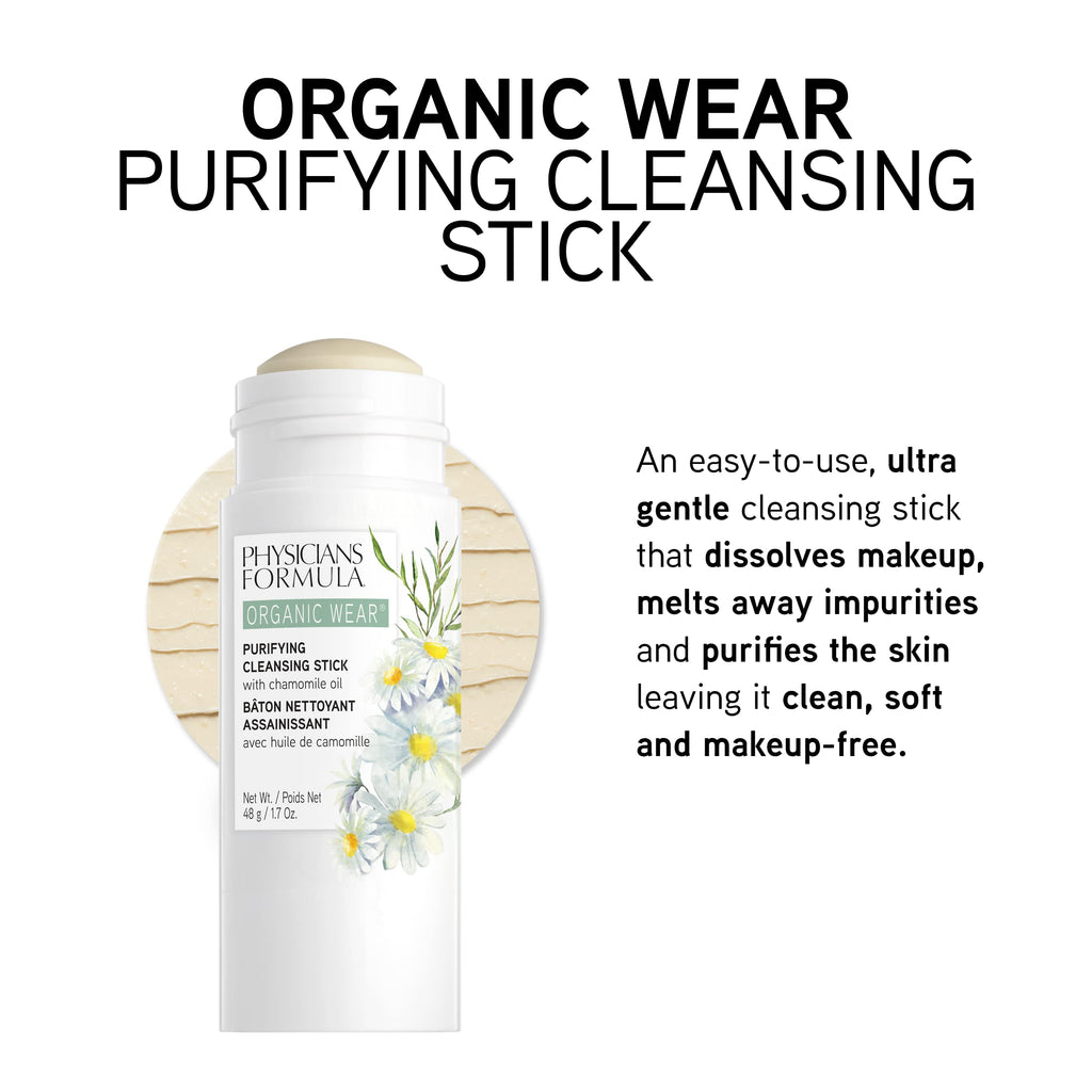 Makeup Remover By Physicians Formula Organic Wear Natural Purifying Cleansing Makeup Remover Balm Stick, Exfoliating, Dermatologist Tested, Clinicially Tested