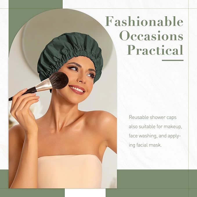 Edoneery Reusable Shower Caps for Women, Waterproof Long Hair Bonnet