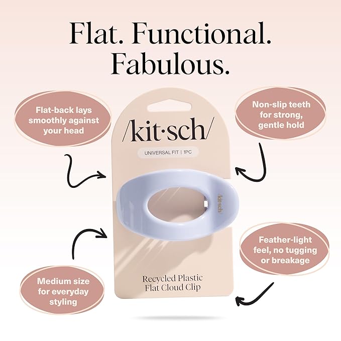 Kitsch Medium Flat Claw Clips for Women - Stylish Flat Hair Clips, Strong Hold for Thick & Fine Hair | Non-Slip for Secure, Comfortable All-Day Wear - Hydrangea Breeze