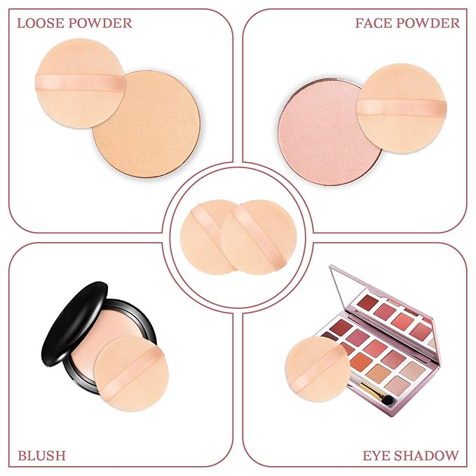 10 Pieces Foundation Sponge for Face Powder, 2.36 inch Makeup Puff for Foundation Velour Pure Cotton Applicator Cotton Cosmetic Makeup Puffs Pads with Ribbon