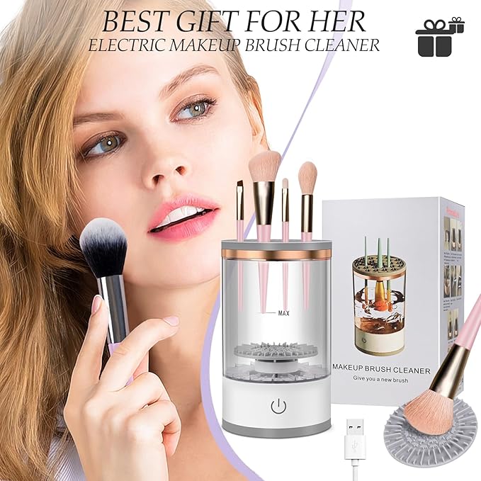 Electric Makeup Brush Cleaner – Brush Cleaning Machine, 30 Second Fast Deep Clean, USB Powered One-Button Operation, Low Noise Portable Makeup Brush Washer for Home Travel Beauty Salon