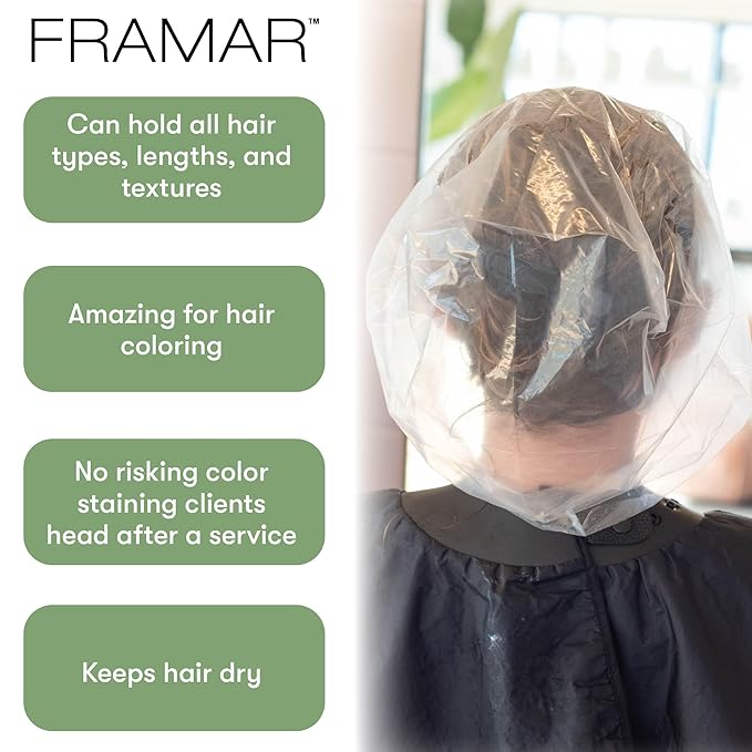 FRAMAR XL Processing Caps - Disposable Shower Caps For Women, Hair Coloring Cap, No-Mess Color Processing, No More Tight Elastic Headaches, Extra Large Coverage For Thick, Long Hair – 50 Count