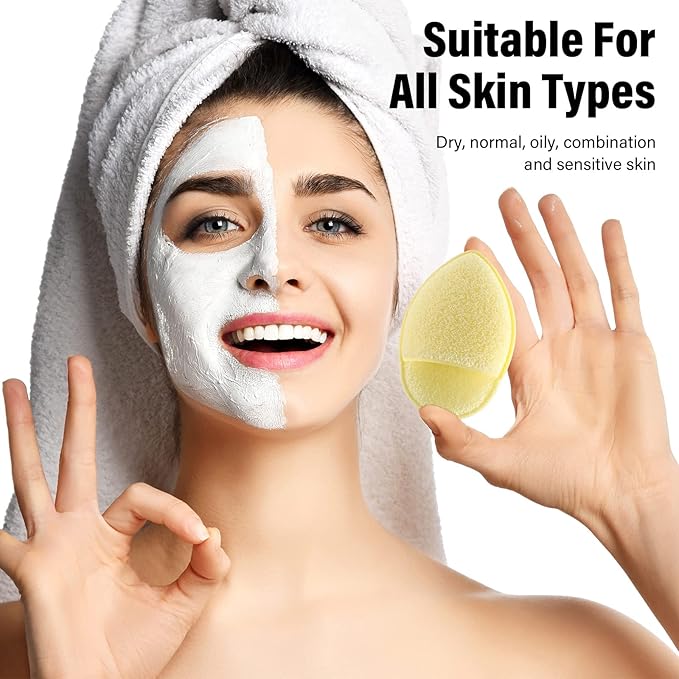 10 Pcs Face Sponges for Cleansing Daily Exfoliating Scrubber Facial Sponges for Washing Face Wash Sponges Scrub Exfoliating Facial Pads Reusable Makeup Remover for Pore Blackhead