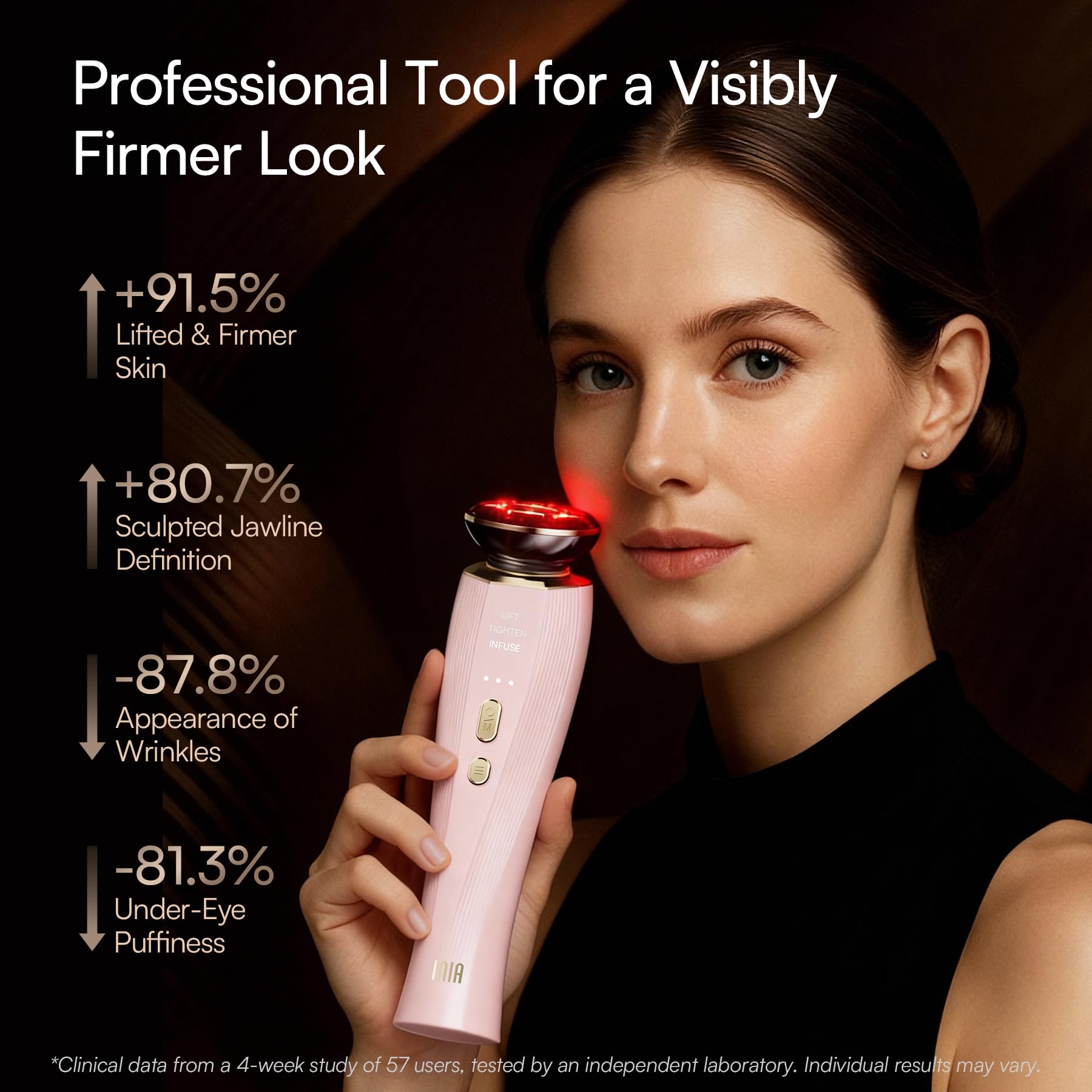 INIA 3-in-1 Red Light Therapy Beauty Device for Face & Neck Skincare