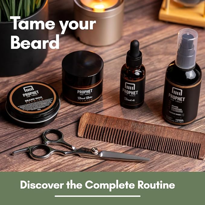 Prophet and Tools Level 3 Strong Hold Beard & Hair Wax - 24-Hour Hold for Shaping & Styling, Easy Wash Out - Includes Mustache Styling Stick