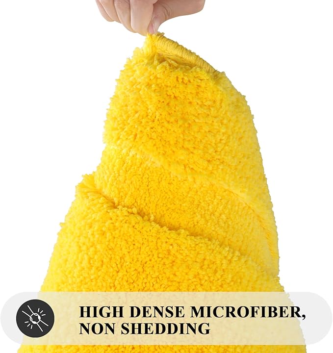SHACOS Bathroom Toilet Rugs Set 2 Pieces Soft Absorbent Bath Rugs with U Shape Toilet Rug Bath Mat Contour Rug Non Slip Microfiber Plush Shower Rug Machine Washable (20"x24"+20"x32",Yellow)