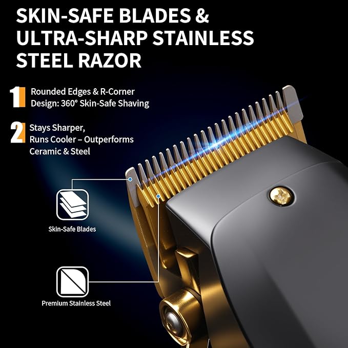 Elehomyou Hair Clippers for Men, Cordless Hair Trimmer for Men with 8 Color-Coded Guard, Professional Hair Cutting Kit for Head, Beard, Face, Neck & Manscaping, Barber Clippers, Ideal Gift, 15Pcs