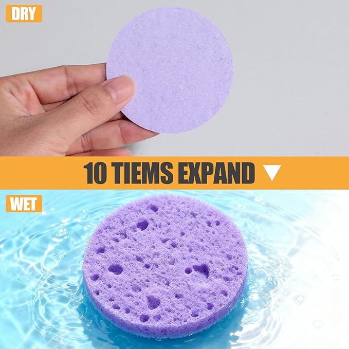 Compressed Facial Sponges BS-MALL 80 Count,Reusable Face Cleansing Pads,Gentle Exfoliating Sponges for Makeup Removal, Deep Cleansing, Dead Skin Removal,Travel-Friendly Spa Skincare Sponges