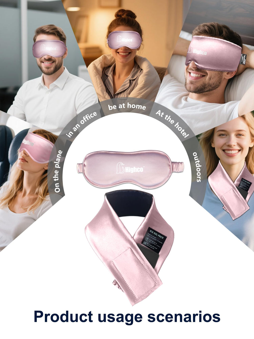 2 Packs Cooling Eye Mask and Neck Ice Pack Wrap,Hot Cold Compress Ice Pack for Neck,Cold Gel Cooling Mask for Sleep,Reusable Ice Eye Mask Cold Compress for Puffy Eyes,Pink