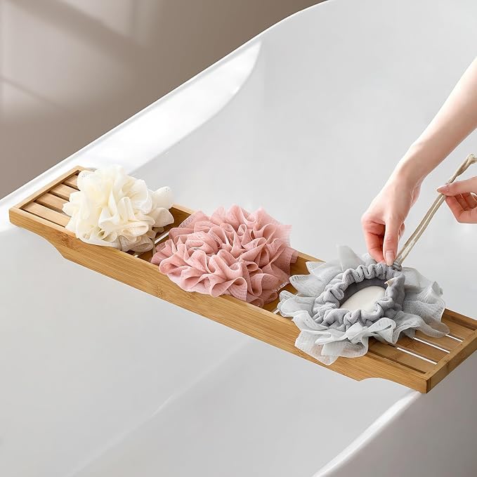 3 PCS Bar Soap Loofah Pouch, New 2 in 1 Drawstring Loofah Soap Holder, Exfoliation Mesh Shower Ball for Cleansing and Smooth Skin (Beige+Grey+Pink)