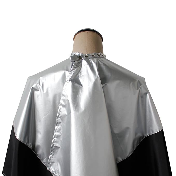 SMARTHAIR Professional Salon Cape Polyester Haircut Apron Shampoo & Chemical Resistant Haircut Cape,54”x62”,Silver & Black,C007011C-S
