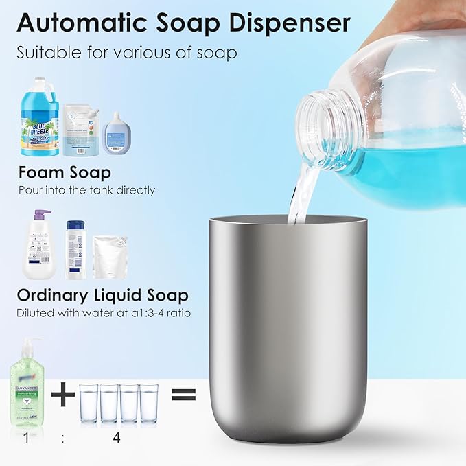 Automatic Soap Dispenser Touchless Foaming: Soap Dispenser Rechargeable for Bathroom